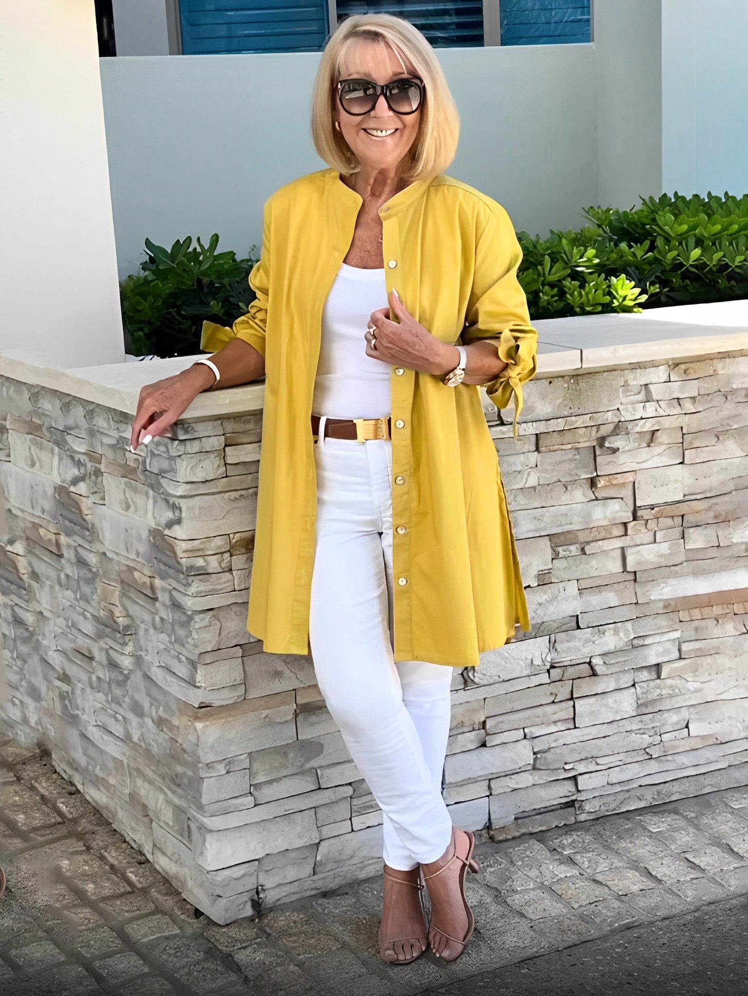 Liora - Long Button-Down Cotton Shirt Jacket (Today only: Buy 1, get 1 free!)