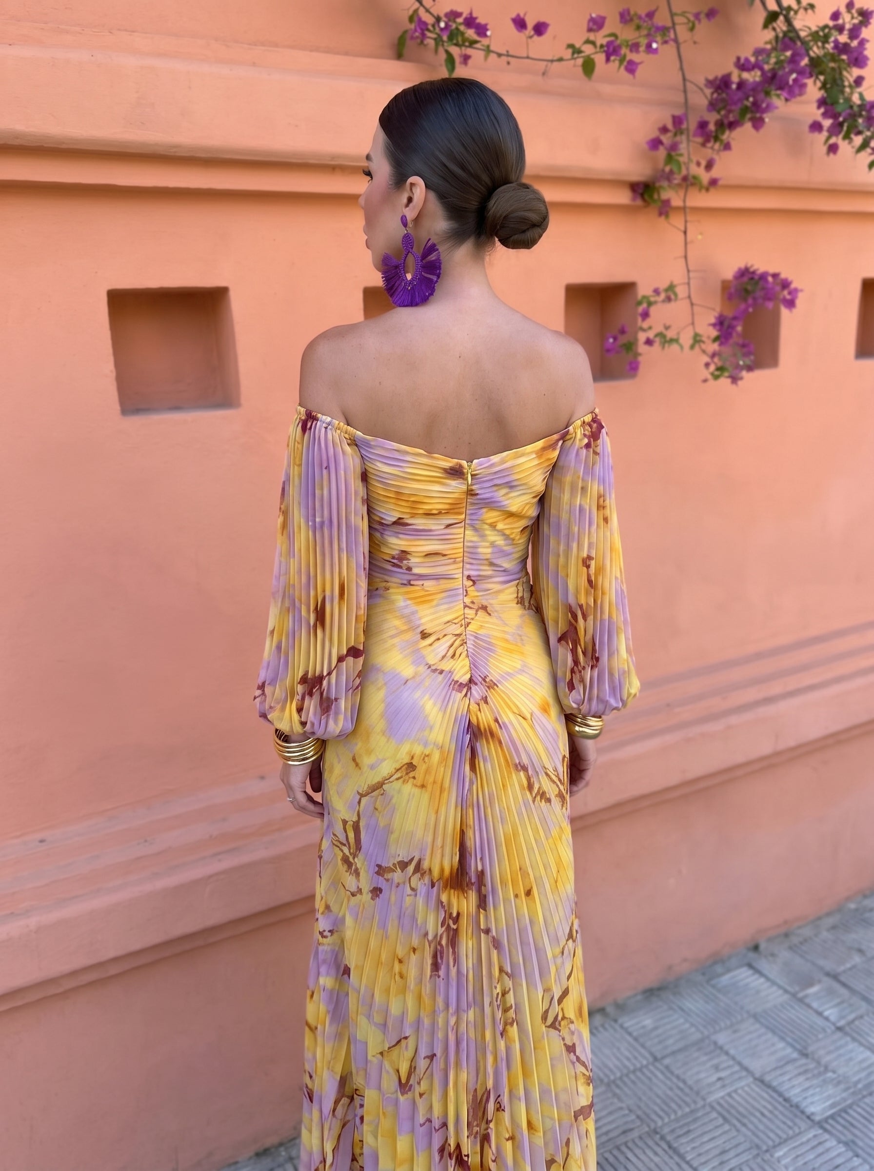 Orlaya - Robe longue femme fleurie avec décolleté profond