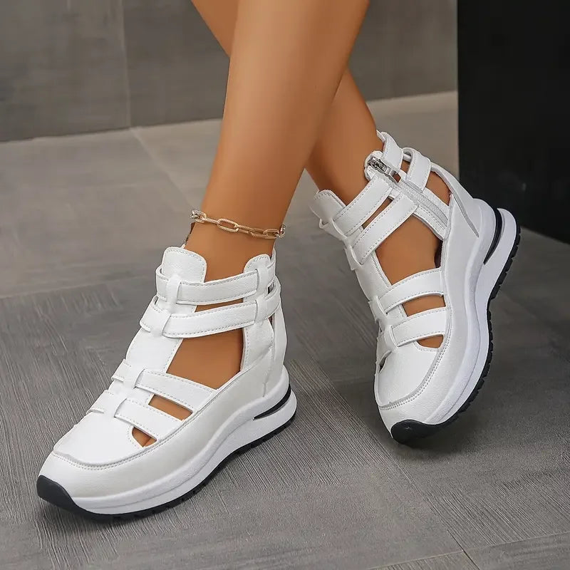 Romina - Elegant and Lightweight Wedge Sandals with Side Zip