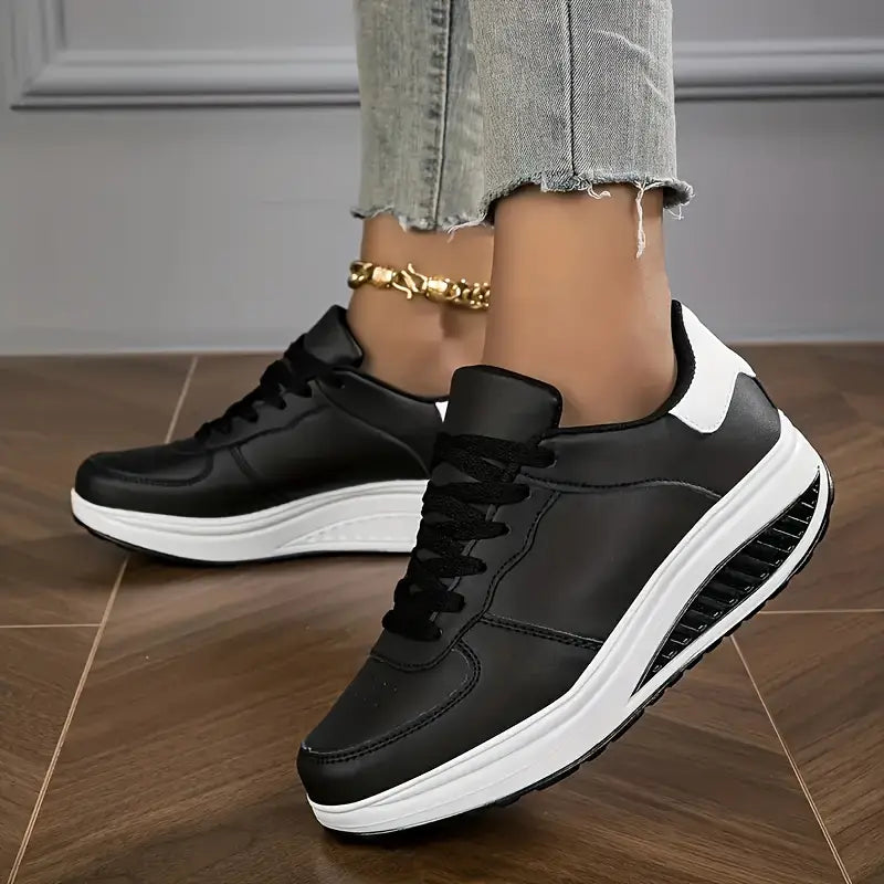 Brelina - Women's Platform Lace-Up Trainers, Synthetic Leather, Everyday Comfort