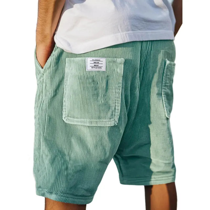 Gideon - Men's short corduroy elastic waist casual pockets
