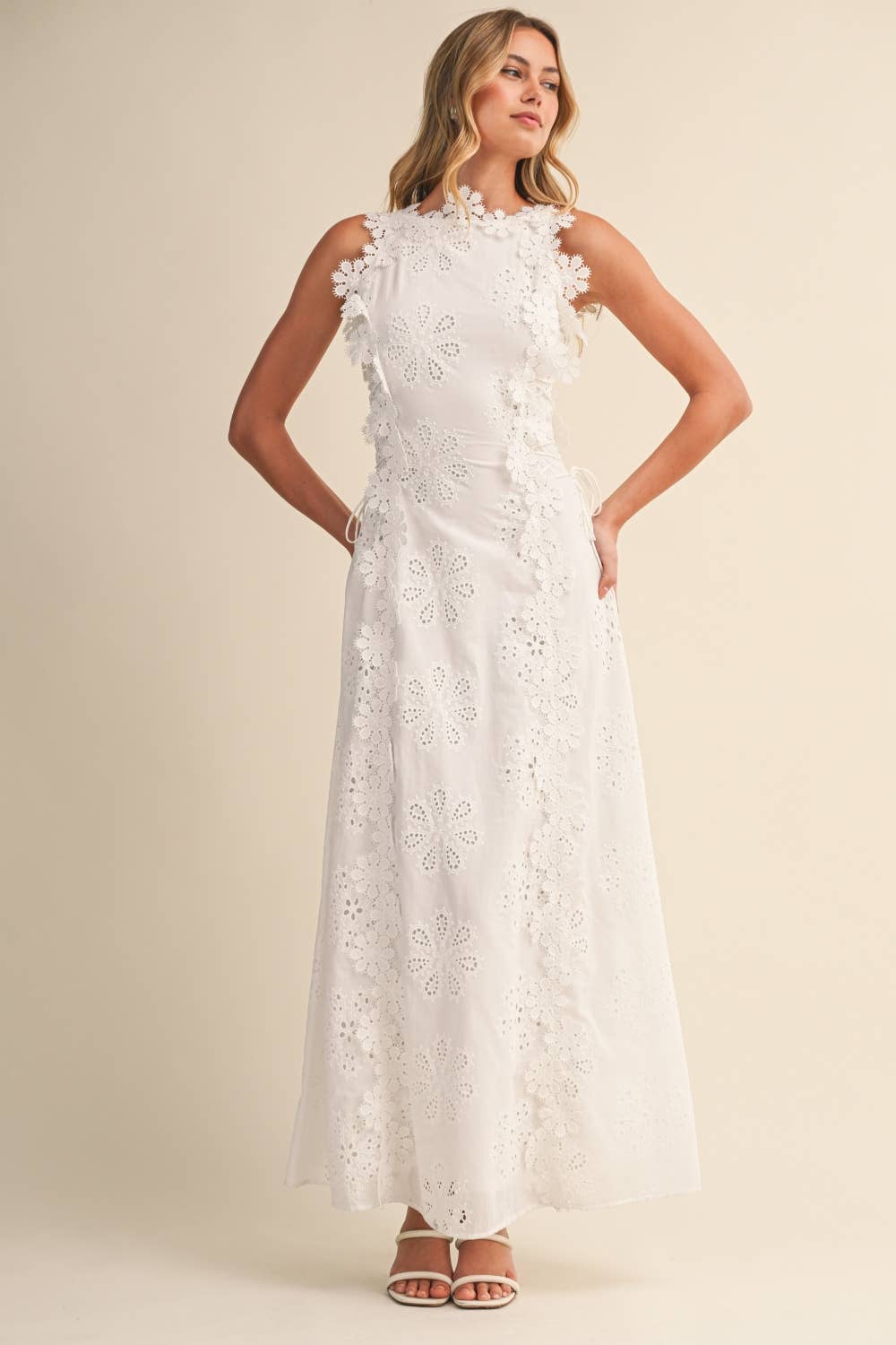 Orylisse - Women's Embroidered Maxi Dress with Elegant Floral Lace