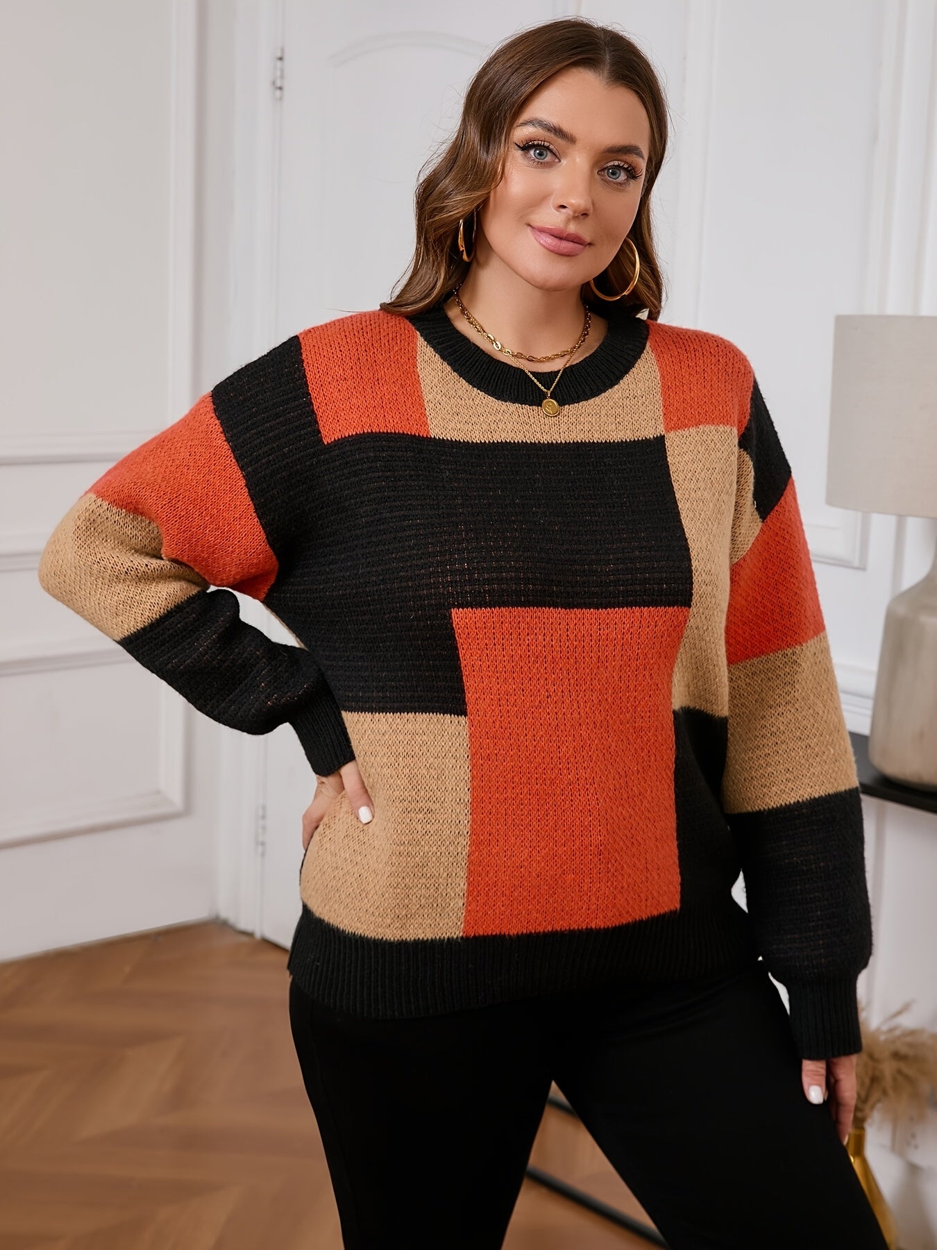 Nicolette - Pull Tricot Bicolore - Élégance et Confort pour l'Hiver
