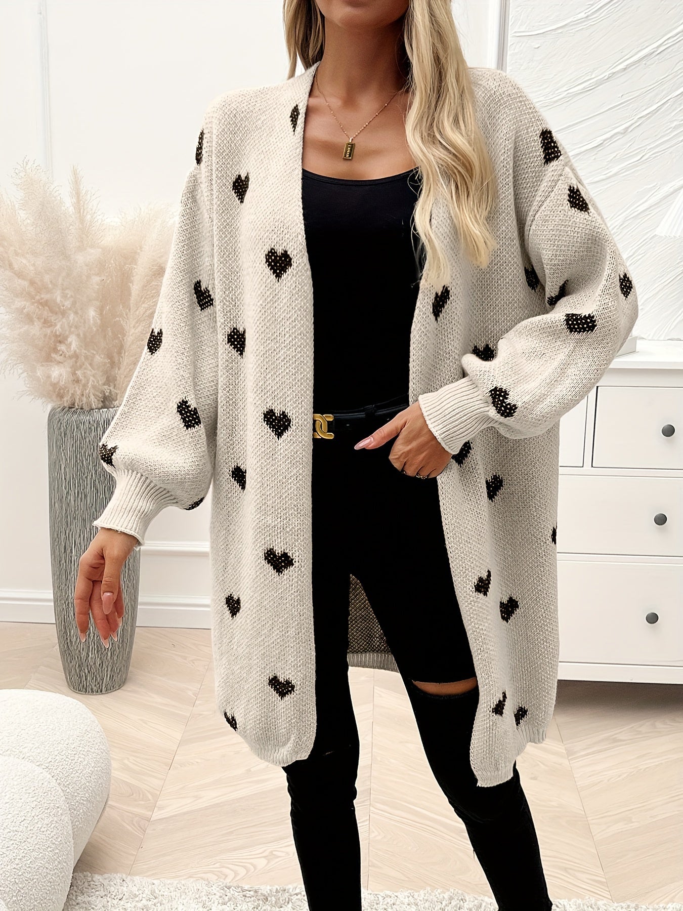 Rochelle - Heart Pattern Knit Cardigan