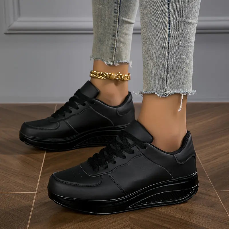 Brelina - Women's Platform Lace-Up Trainers, Synthetic Leather, Everyday Comfort