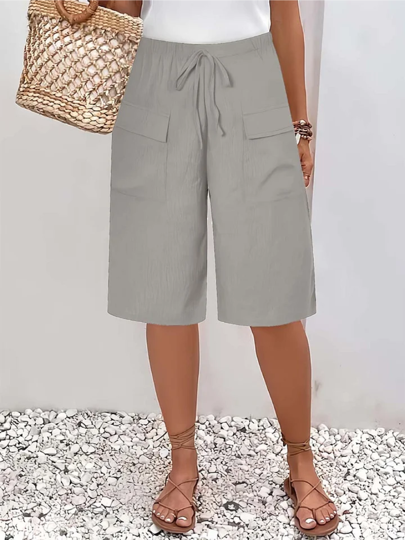 Aomira - Women's High Waisted Shorts with Pockets