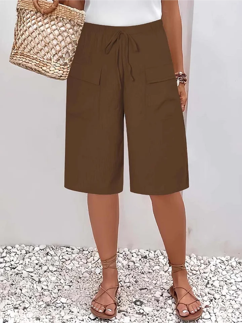 Aomira - Women's High Waisted Shorts with Pockets