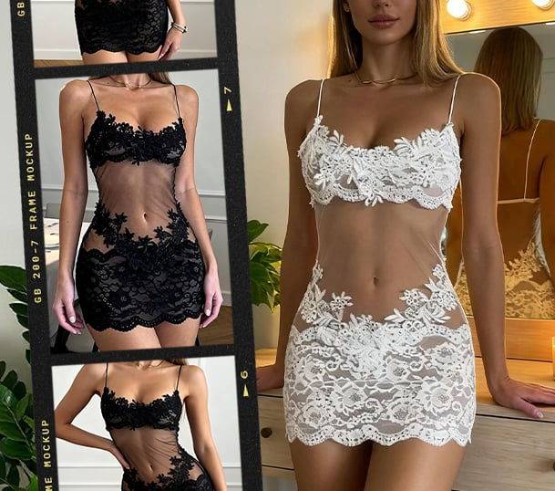 Lirielle - Midnight Lace Illusion Dress