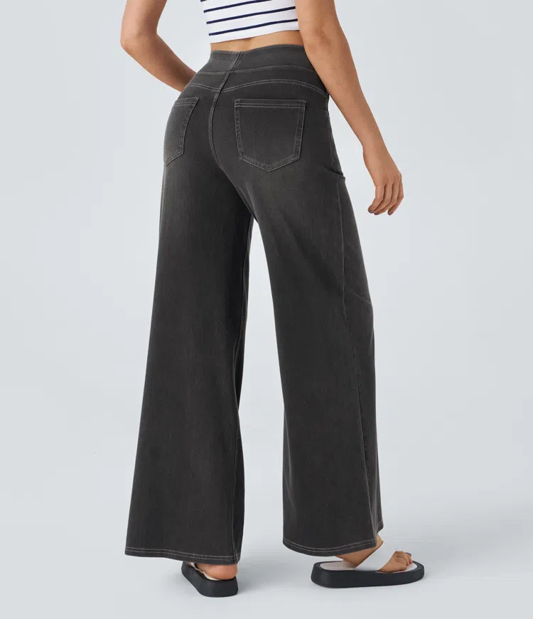 Ruvessa - Women's High Waisted Wide Leg Jeans, Very Stretchy, Modern Fit