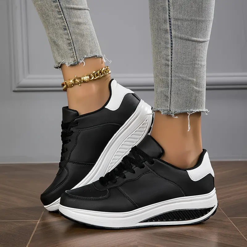 Brelina - Women's Platform Lace-Up Trainers, Synthetic Leather, Everyday Comfort