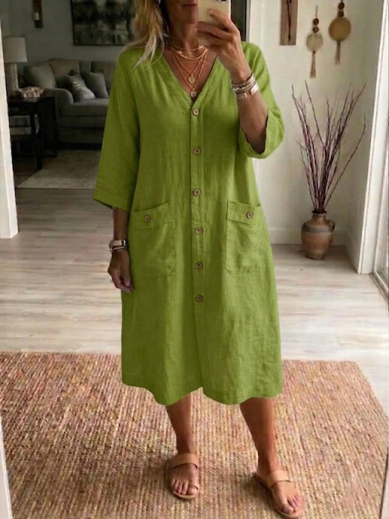 Oryssa - Women's Loose Button-Down Dress, Lightweight Style for an Active Day