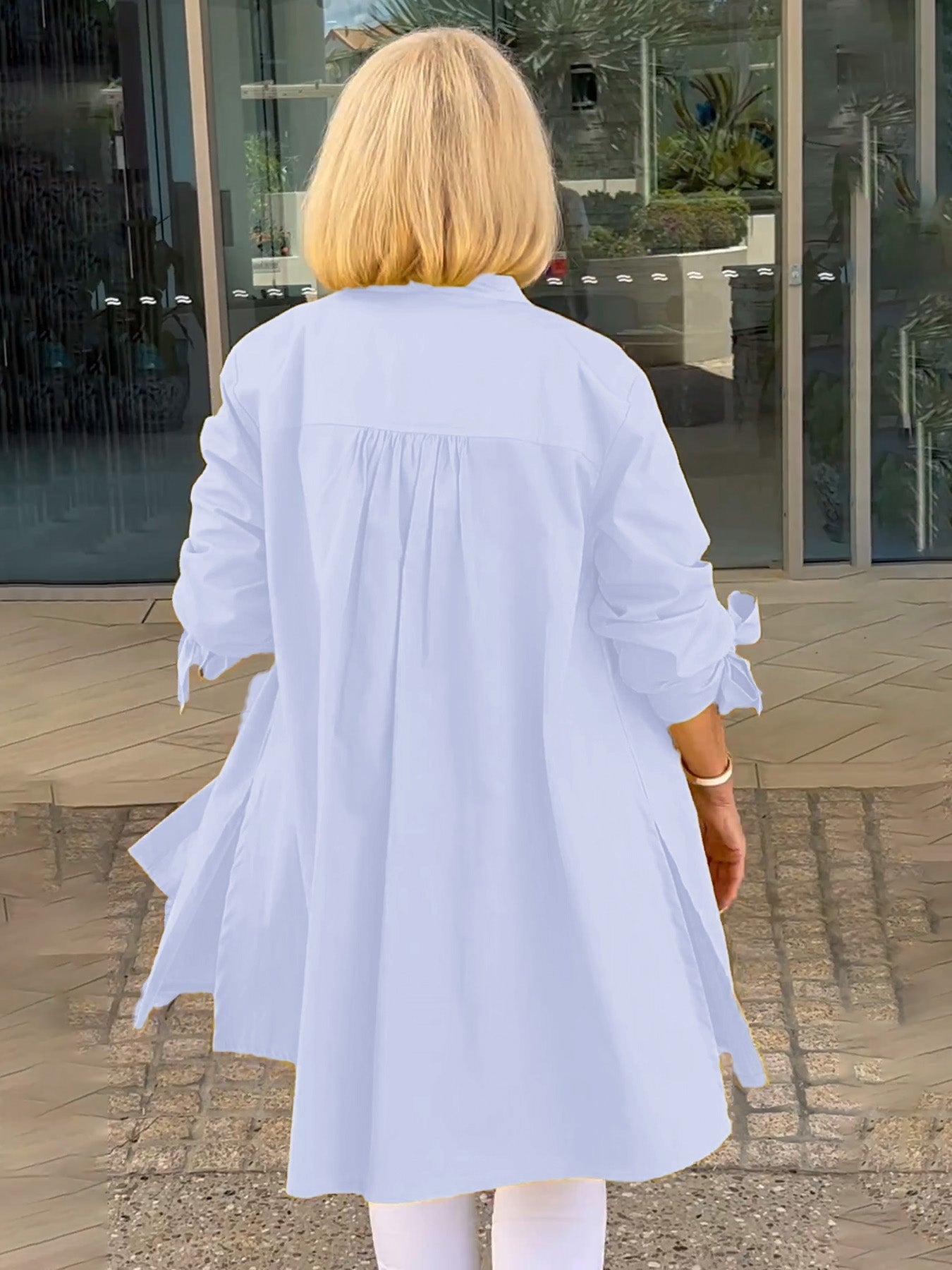 Liora - Long Button-Down Cotton Shirt Jacket (Today only: Buy 1, get 1 free!)