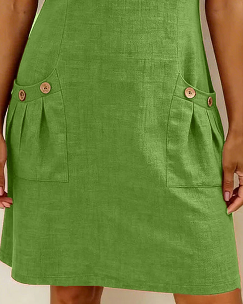 Alythessa - Elegant solid color women's short dress with comfortable pockets