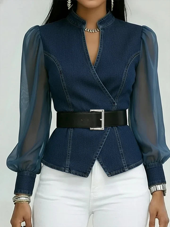 Quinellea - Structured Elegant Denim Blouse