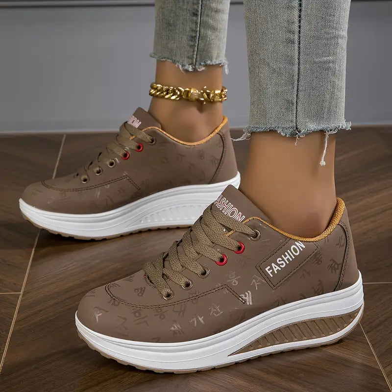 Brelina - Women's Platform Lace-Up Trainers, Synthetic Leather, Everyday Comfort