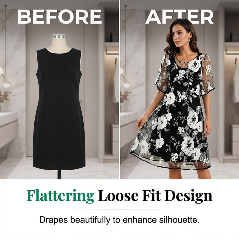 Loryxa - Women's elegant floral chiffon flowing evening dress