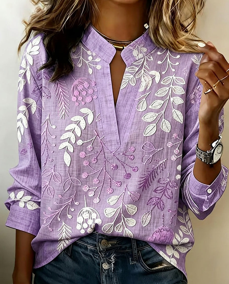 Pelyxa - Women's Floral Cotton Regular Fit Elegant Summer Blouse