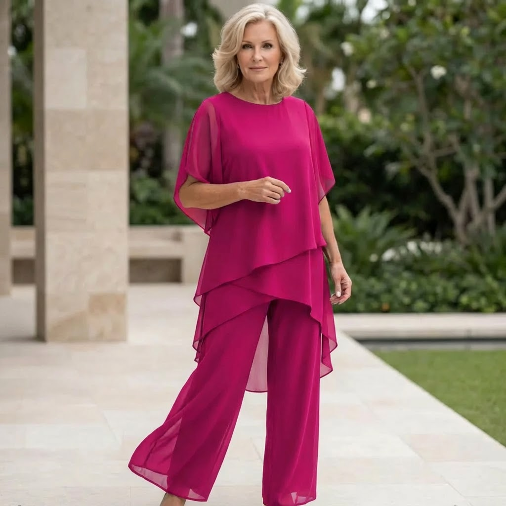 Eryndra - Elegant Women's Suit with Draped Palazzo Pants 