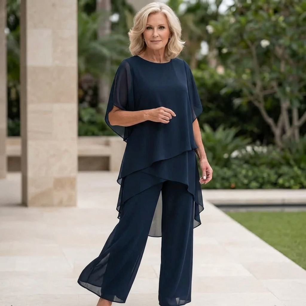 Eryndra - Elegant Women's Suit with Draped Palazzo Pants 