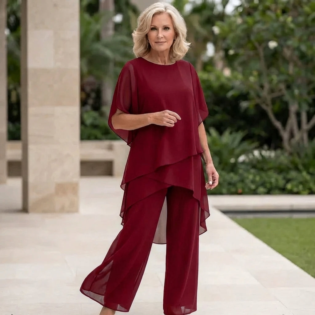 Eryndra - Elegant Women's Suit with Draped Palazzo Pants 