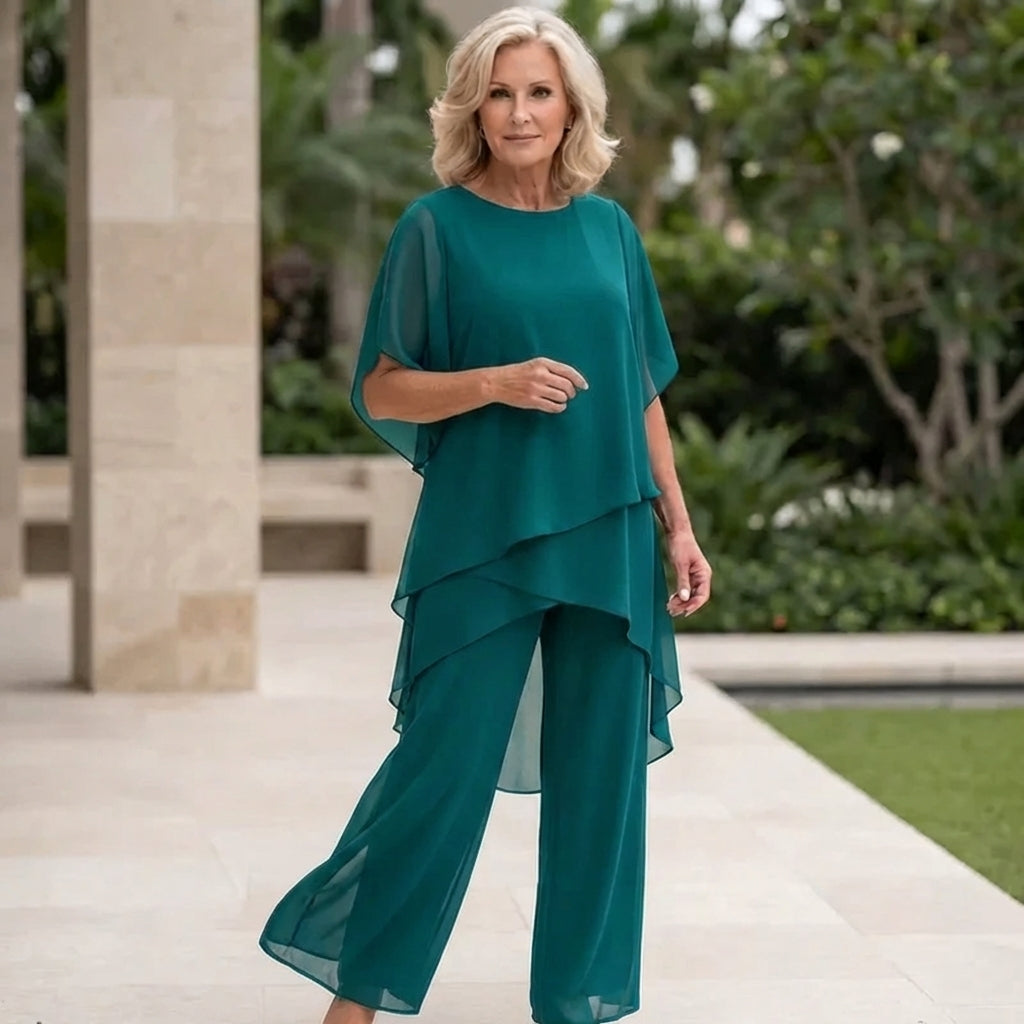 Eryndra - Elegant Women's Suit with Draped Palazzo Pants 