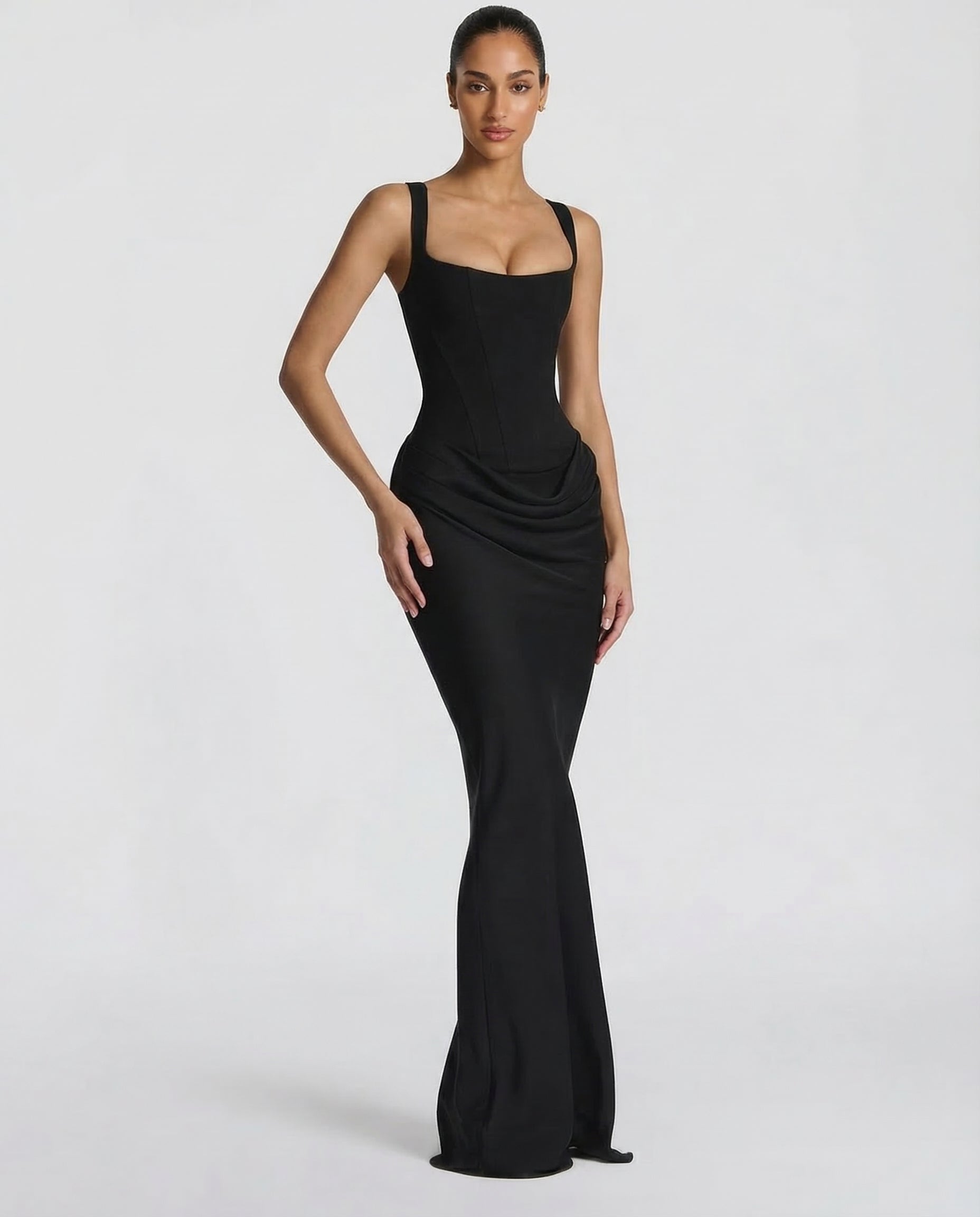 Elyndoria - Women's Elegant Satin Hourglass-Fit Maxi Dress