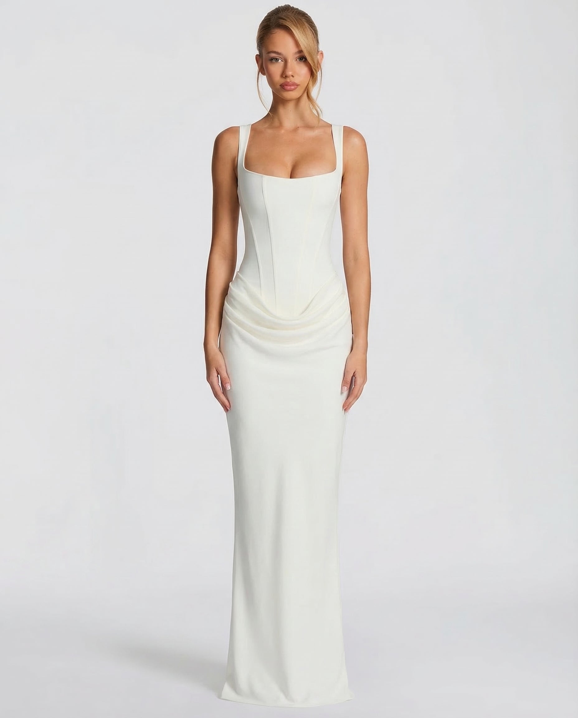 Elyndoria - Women's Elegant Satin Hourglass-Fit Maxi Dress