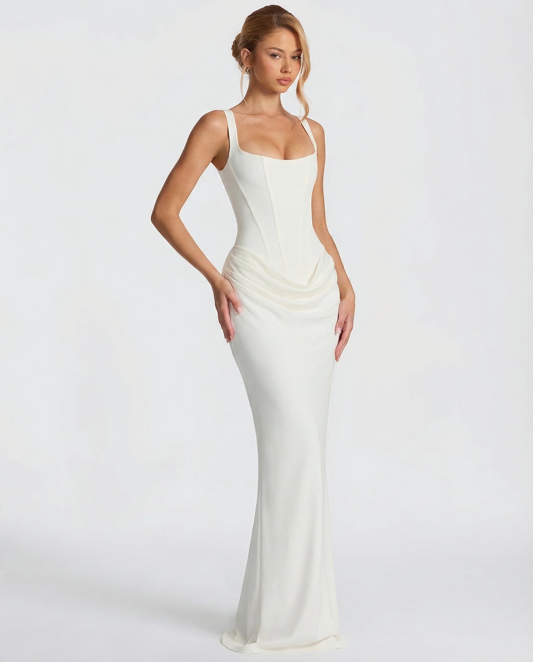Elyndoria - Women's Elegant Satin Hourglass-Fit Maxi Dress
