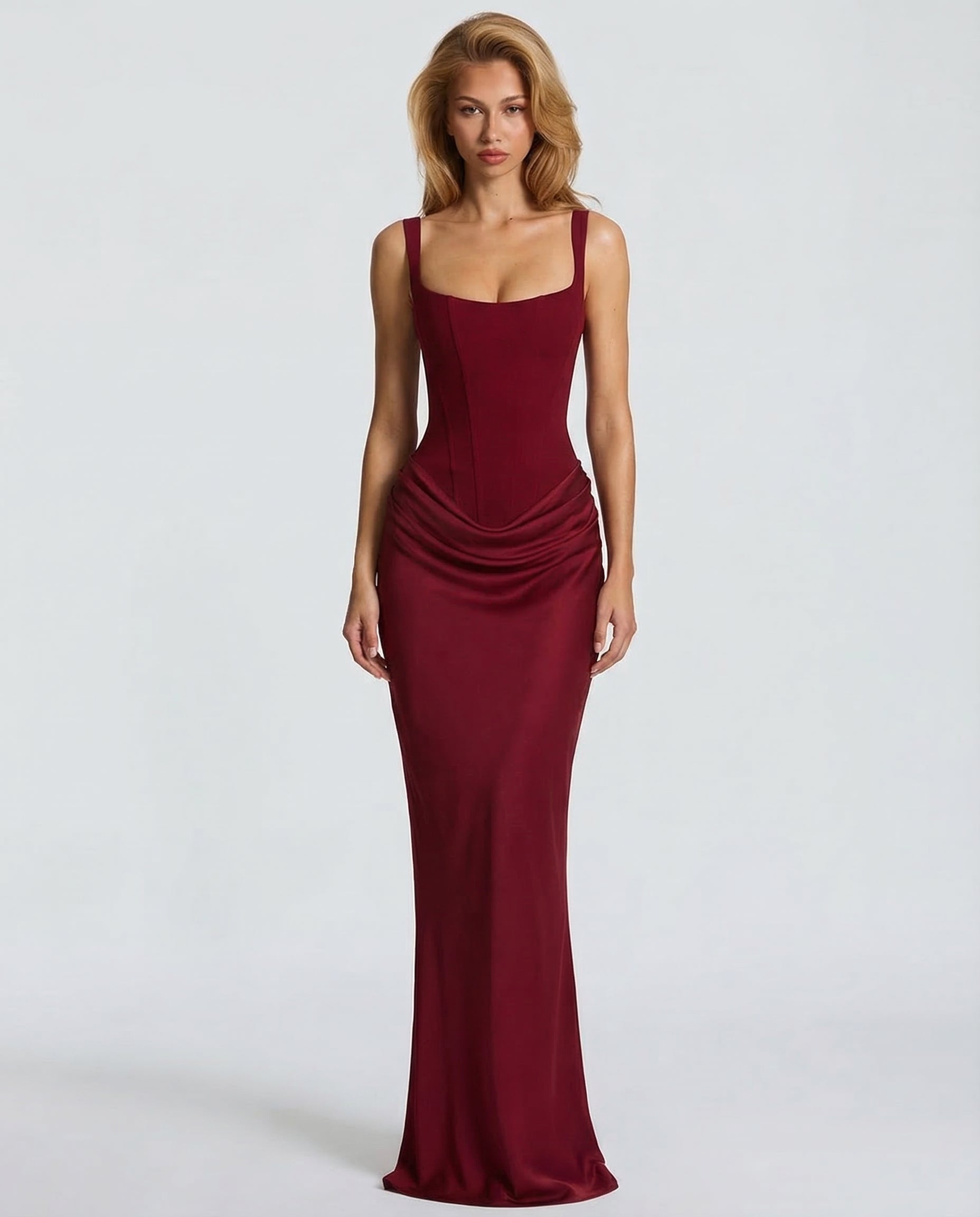 Elyndoria - Women's Elegant Satin Hourglass-Fit Maxi Dress