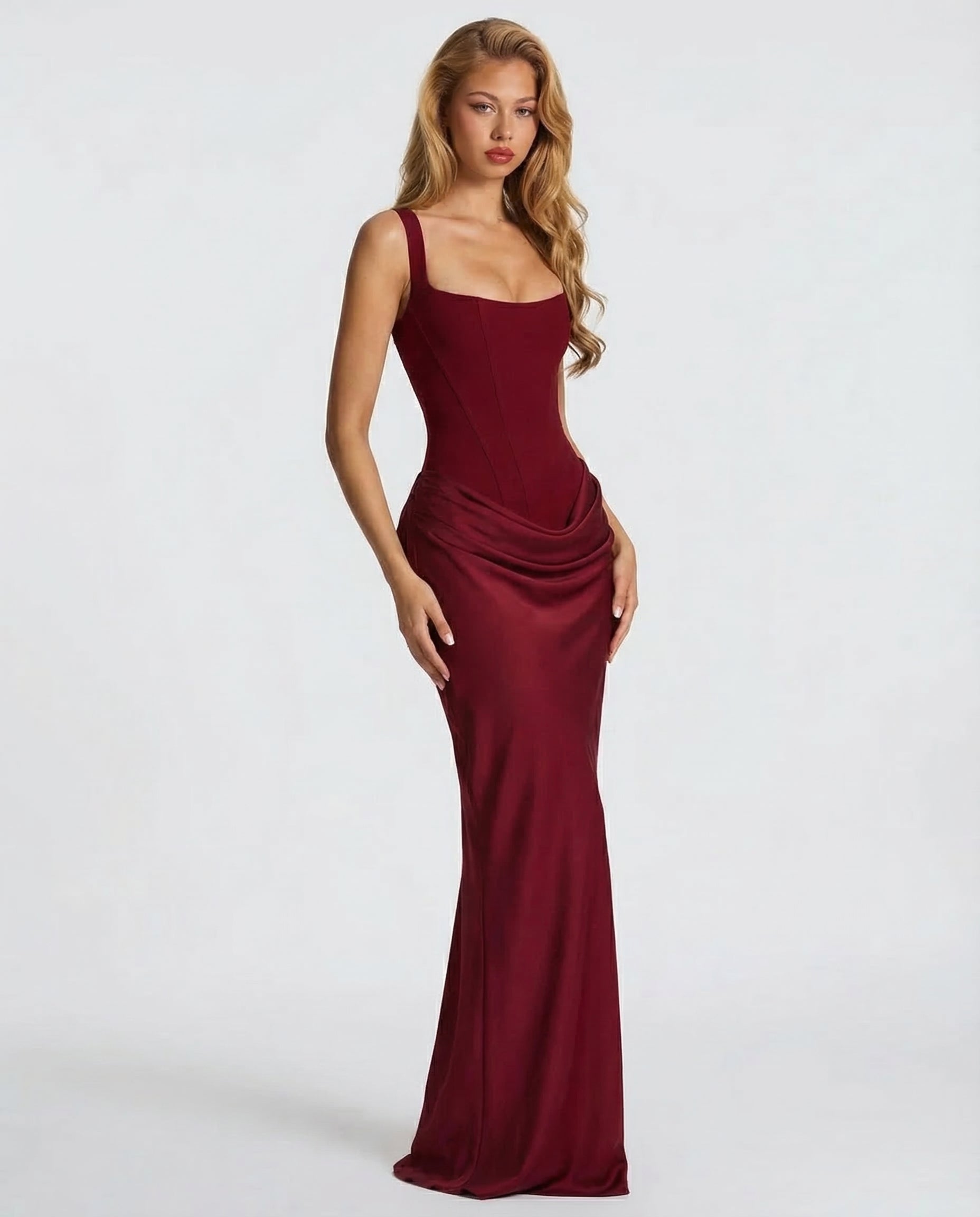 Elyndoria - Women's Elegant Satin Hourglass-Fit Maxi Dress