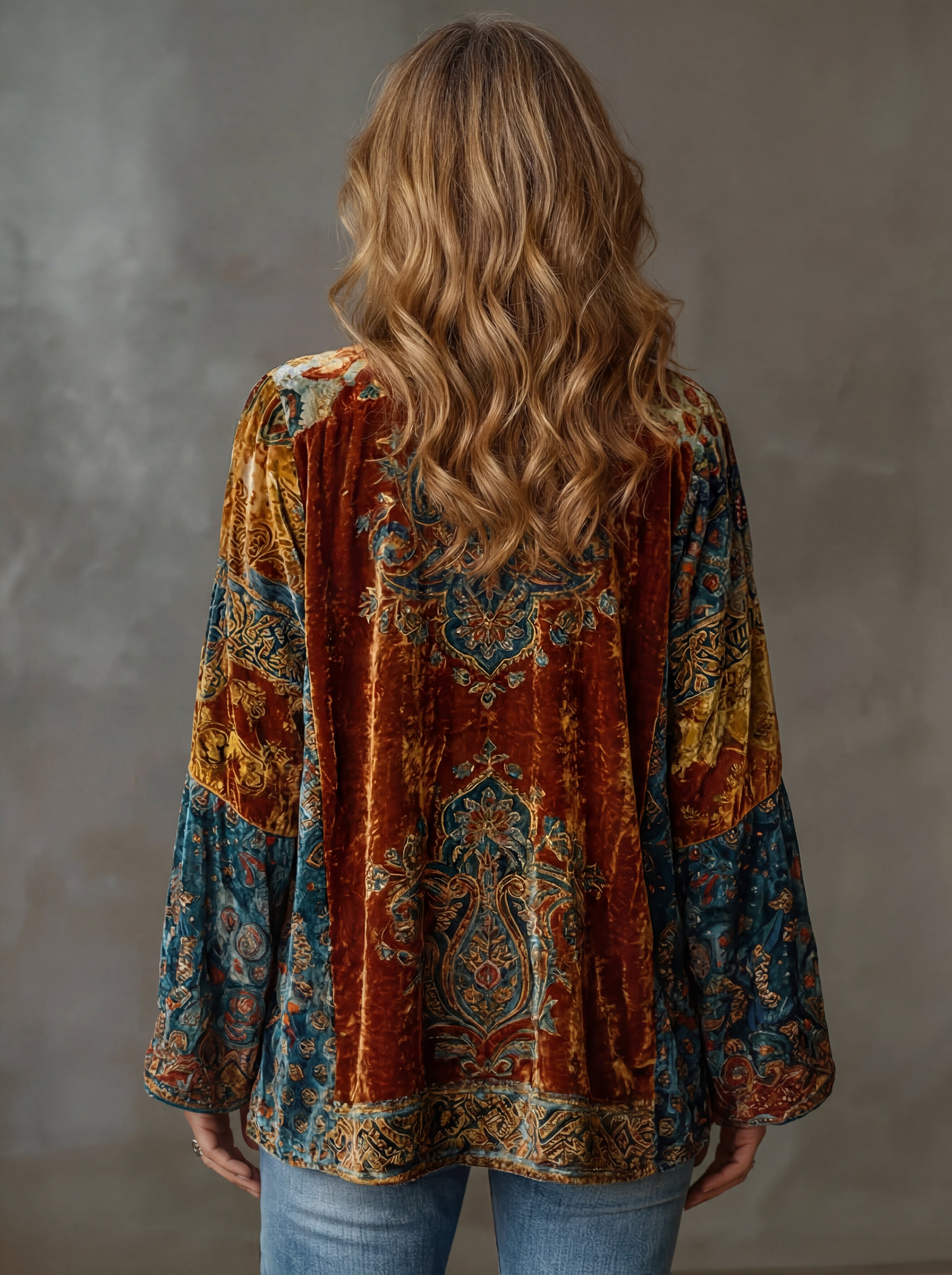 Ariana - Women's Flowy Kimono Jacket with Embroidered Bohemian Pattern, Elegant Style