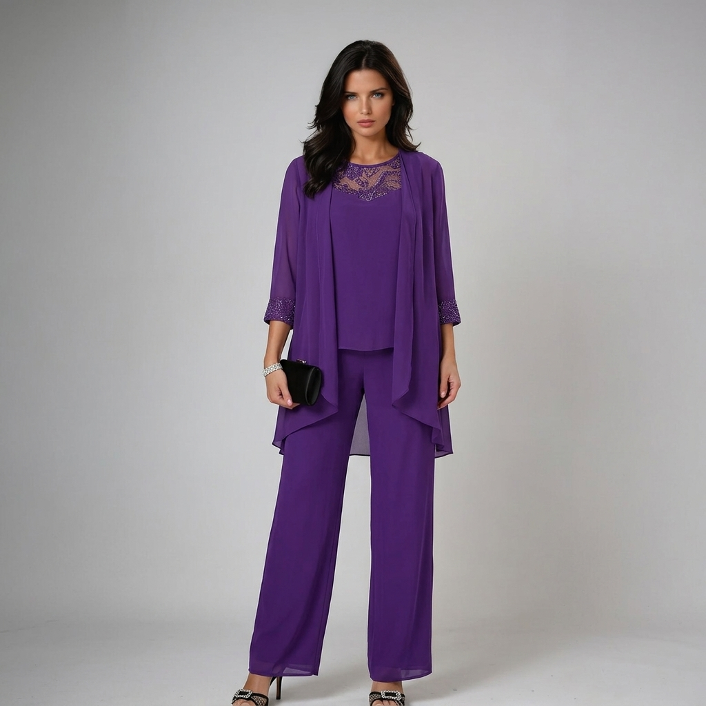 Ixalisse - Elegant three-piece flowy and refined women's pant set