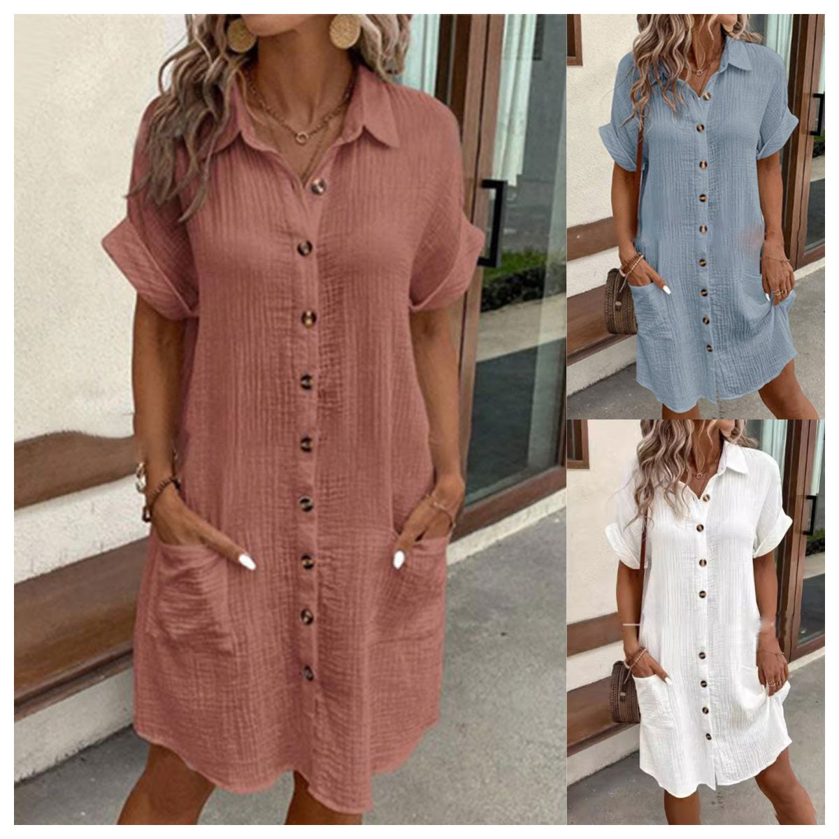 Nerina - Casual Button-Up Shirt Dress
