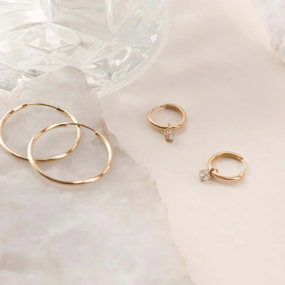 Moon Tears Hoop Earrings with Stones