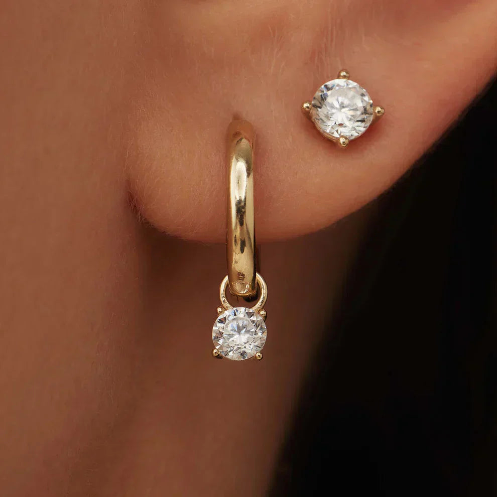 Moon Tears Hoop Earrings with Stones
