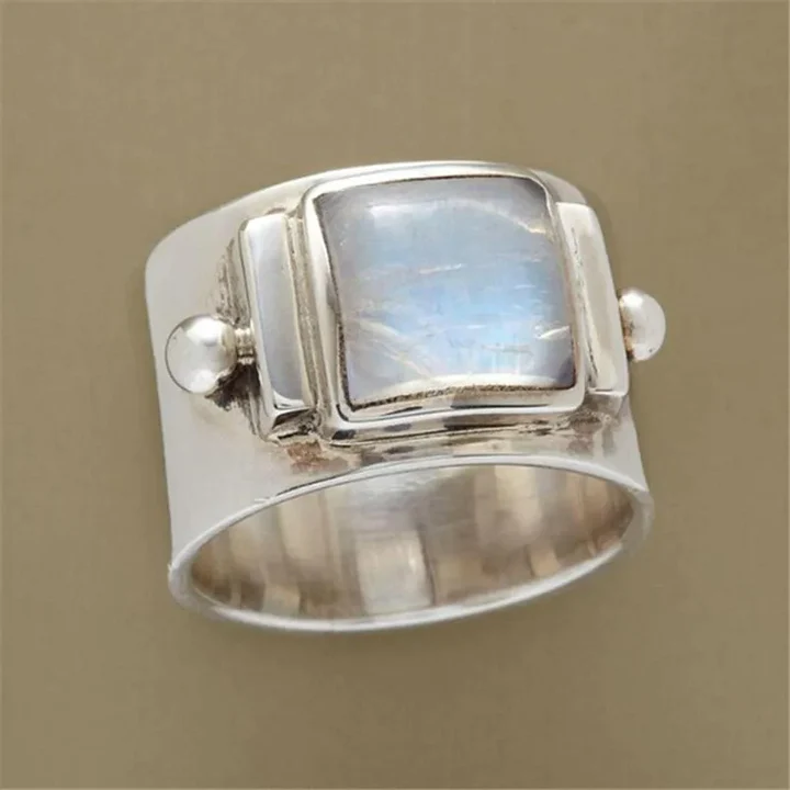 Vintage Cubic Moon Crystal Ring 