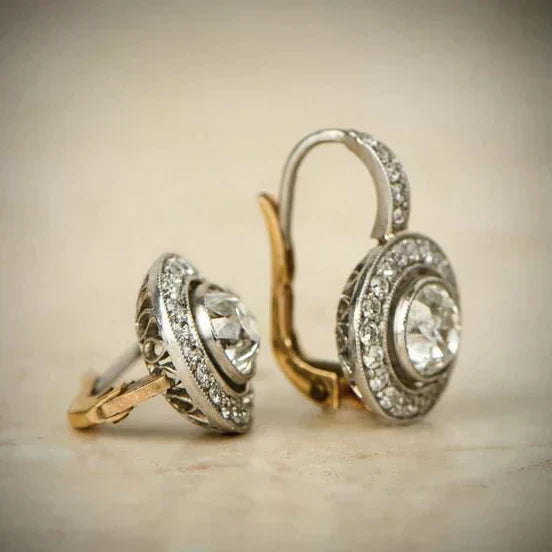 Vintage silver earrings with zircon 