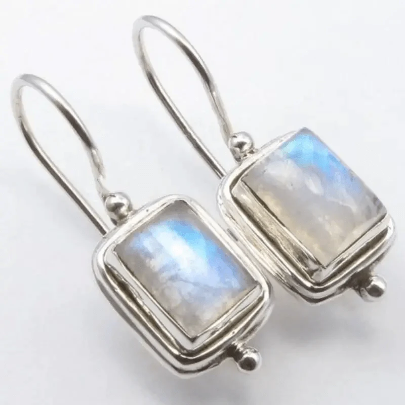 Vintage Square Moonstone Earrings 