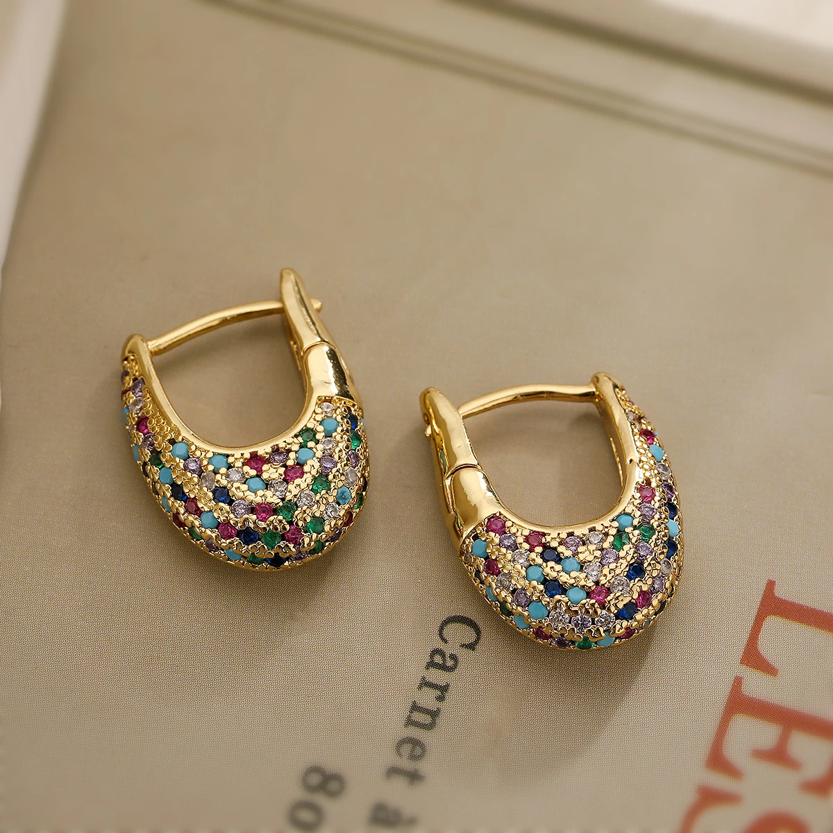 Elegant Earrings with Colorful Crystals 