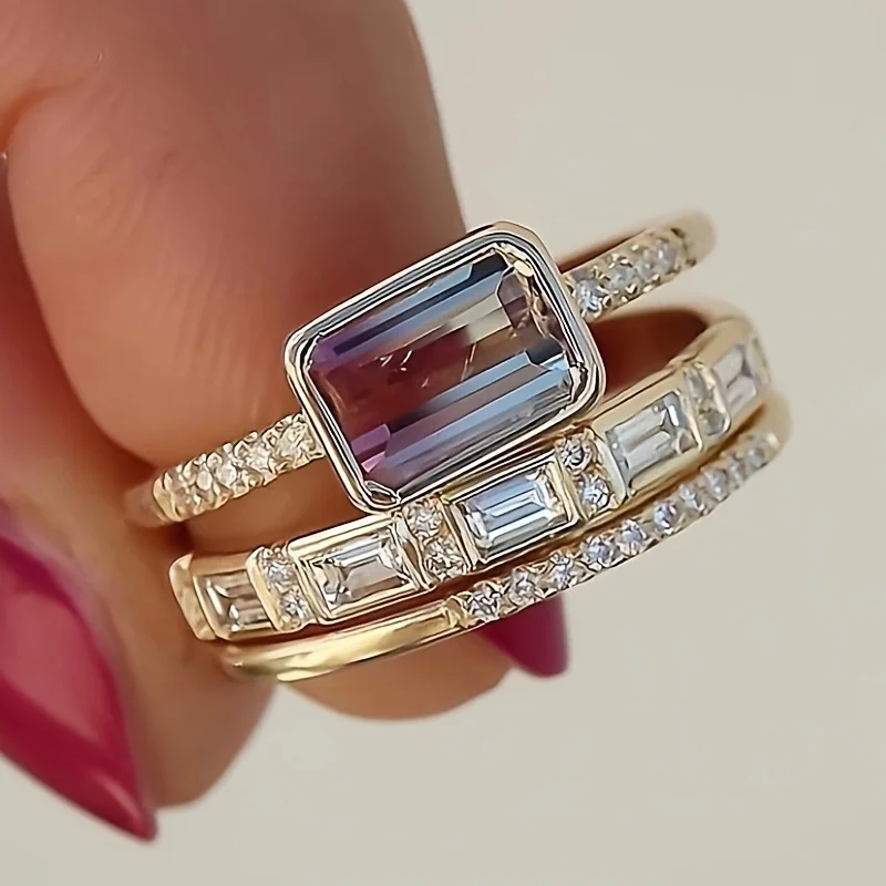 Shiny Glass Ring Set 