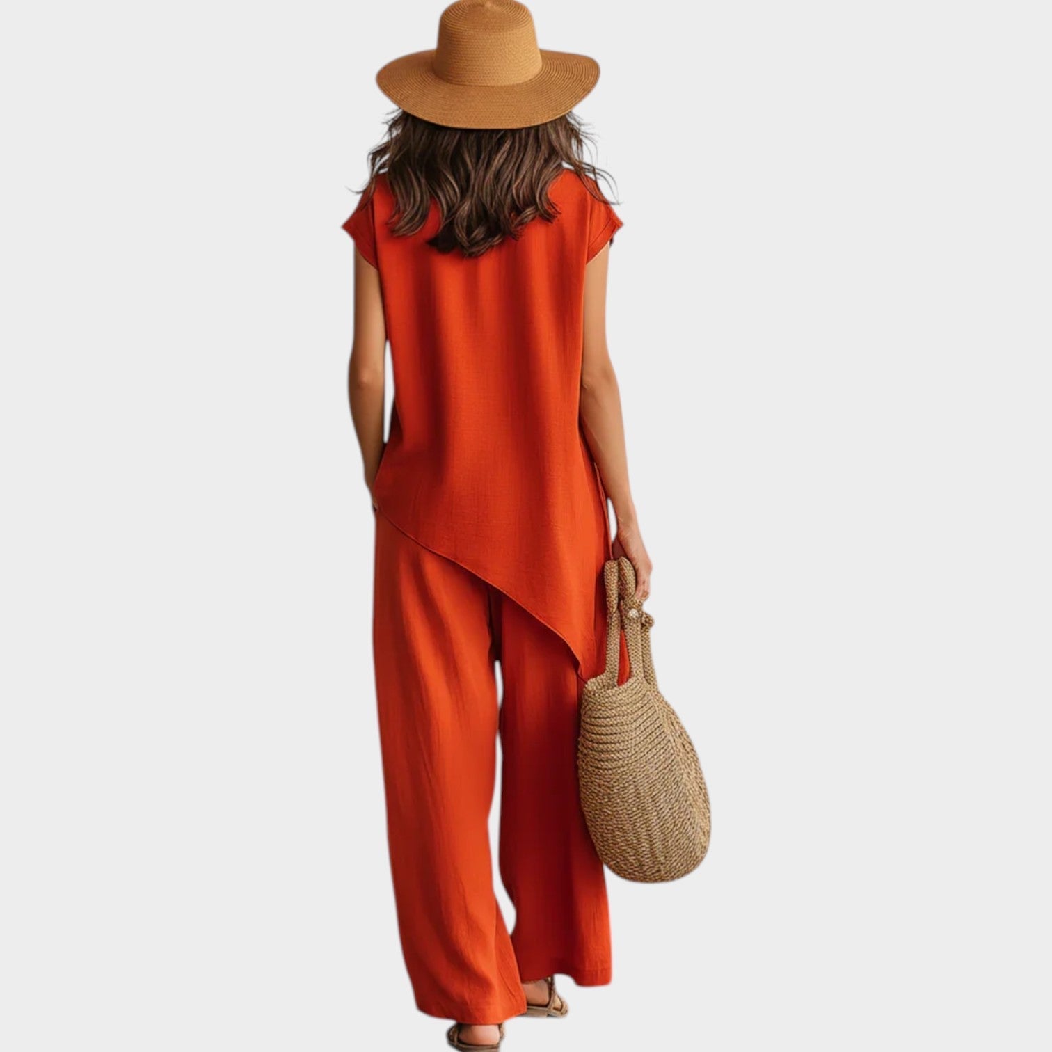 Tyvra - Women's Summer Flowy Linen Set with Side Buttons