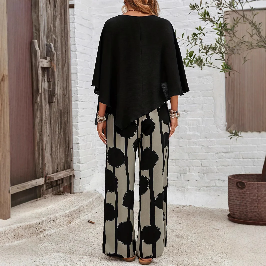 Mireth - Elegant Two-Piece Artistic Print Modern Women's Set