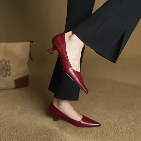 Lunessae - Genuine Leather Pumps with Elegant Heel 