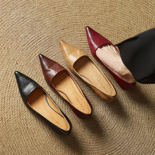 Lunessae - Genuine Leather Pumps with Elegant Heel 