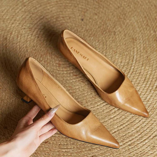 Lunessae - Genuine Leather Pumps with Elegant Heel 