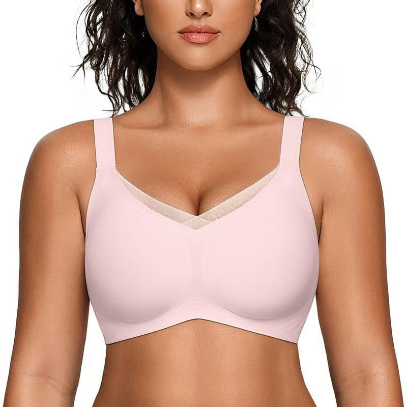 Kaelina Women's Crisscross V-Neck Wireless Mesh Bra