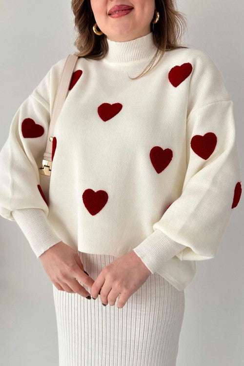 Annette - Trendy Heart and High Waisted Skirt Set