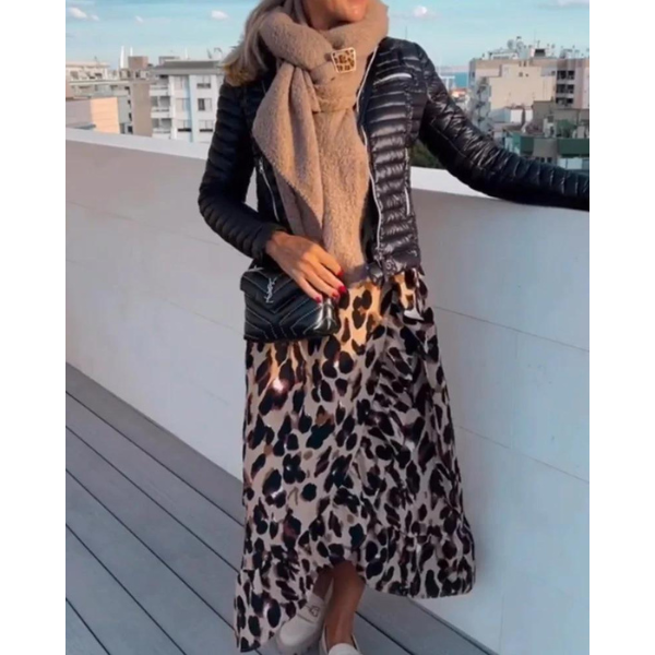 Marguerite - Leopard Print V-Neck Dress 