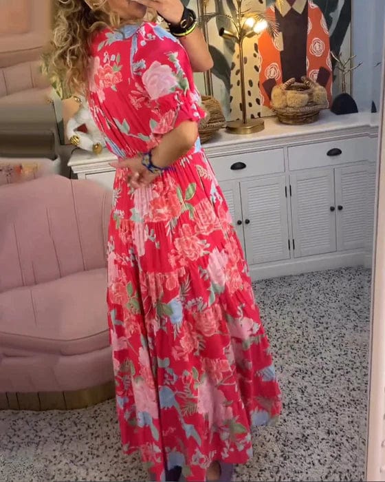 Isabeau - Comfortable Long Dress with V-Neck and Pockets