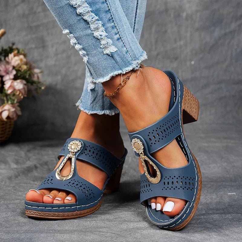 Novellea - Women's orthopedic sandals with comfortable, open-work heel